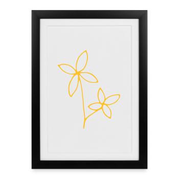 A small bouquet of yellow flowers in spring. - Framed poster (27 × 37 cm) - black - Front
