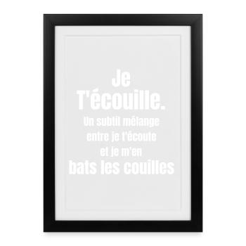 pas du matin, je t'écouille, écouter humour - Affiche encadrée (27 × 37 cm) - noir - Devant