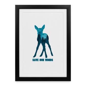 Changement climatique Protection de l’environnement Fawn Fawn Durable - Affiche encadrée (27 × 37 cm) - noir - Devant