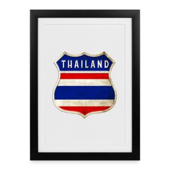 Conception des drapeaux des armoiries de la Thaïlande - Affiche encadrée (27 × 37 cm) - noir - Devant