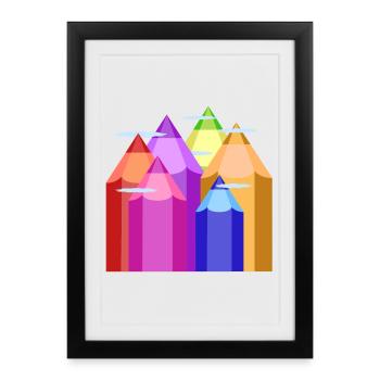 Pics de couleur - Affiche encadrée (27 × 37 cm) - noir - Devant