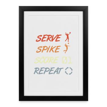 Citation amusante de volleyball - Affiche encadrée (27 × 37 cm) - noir - Devant