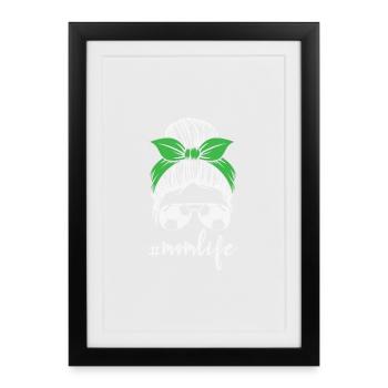 Soccer Mom Life Messy Bun Sunglasses Bandana - Framed poster (27 × 37 cm) - black - Front