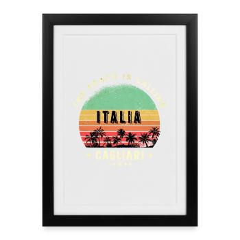 Design de plage à Cagliari Italie - Affiche encadrée (27 × 37 cm) - noir - Devant