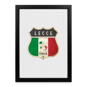 Lecce Italie Armoiries Drapeaux Design - Affiche encadrée (27 × 37 cm) - noir - Devant