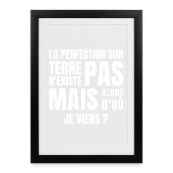 perfection, homme humour, femme humour - Affiche encadrée (27 × 37 cm) - noir - Devant