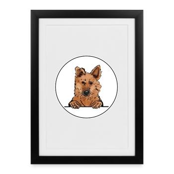 Chien de berger basque pour les amateurs de chiens qui regardent - Affiche encadrée (27 × 37 cm) - noir - Devant