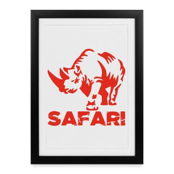 Safari et rhinocéros rouge - Affiche encadrée (27 × 37 cm) - noir - Devant