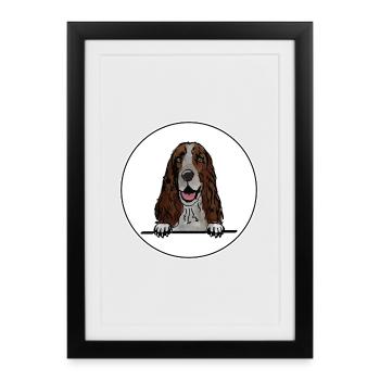 English Springer Spaniel Dog for Peeking Dog Lover - Framed poster (27 × 37 cm) - black - Front