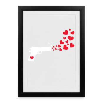 Monde Paix Cœur Paix Amour Humanité - Affiche encadrée (27 × 37 cm) - noir - Devant