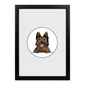 Chien de berger galicien pour les amateurs de chiens qui regardent - Affiche encadrée (27 × 37 cm) - noir - Devant