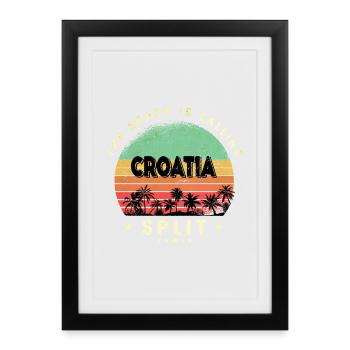 Split Kroatien Strand Design - Gerahmtes Poster (27 × 37 cm) - Schwarz - Vorne