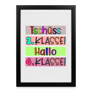 Grundschule Viertklässlerin - 4. Klasse - Gerahmtes Poster (27 × 37 cm) - Schwarz - Vorne