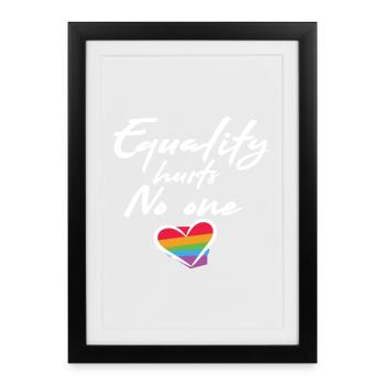 Rainbow Heart Statement Amour Paix - Affiche encadrée (27 × 37 cm) - noir - Devant
