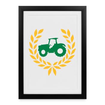 Tractor Laurel Wreath Farm - Framed poster (27 × 37 cm) - black - Front