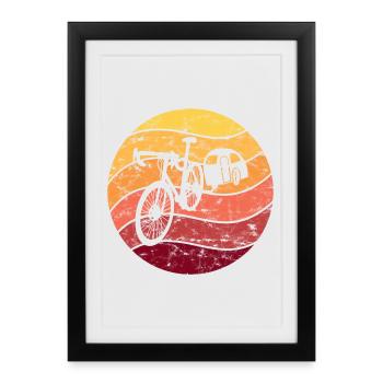 Vélo Camping Vélo Camping Vintage Rétro - Affiche encadrée (27 × 37 cm) - noir - Devant