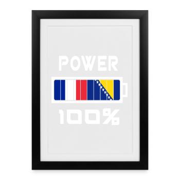 Bosnie-Herzégovine et France Puissance 100 % - Affiche encadrée (27 × 37 cm) - noir - Devant