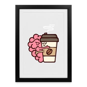 Café Boire des grains de café Amateurs de café - Affiche encadrée (27 × 37 cm) - noir - Devant