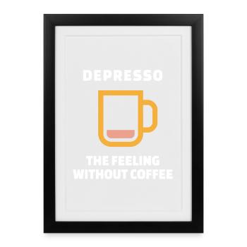 Déclaration de café humoristique Tasse de café à la caféine - Affiche encadrée (27 × 37 cm) - noir - Devant