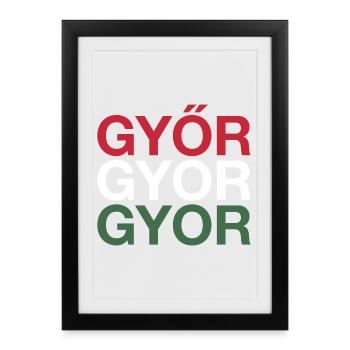 GYOR Ungarn Drapeau hongrois Hongrie - Affiche encadrée (27 × 37 cm) - noir - Devant
