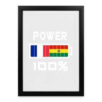 Bolivie et France Power 100 % - Affiche encadrée (27 × 37 cm) - noir - Devant