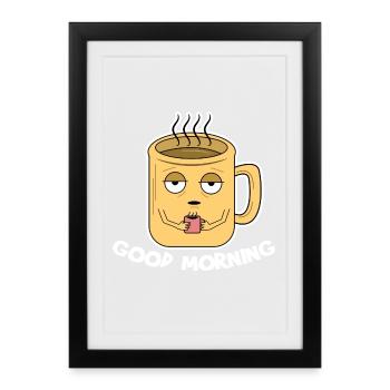 Tasse de café Petit déjeuner Café amateur de café Café - Affiche encadrée (27 × 37 cm) - noir - Devant