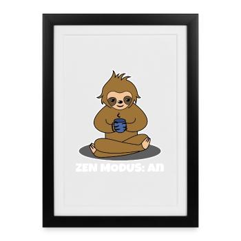 Kaffeetrinker Kaffee Trinken Faultier Kaffeetasse - Gerahmtes Poster (27 × 37 cm) - Schwarz - Vorne
