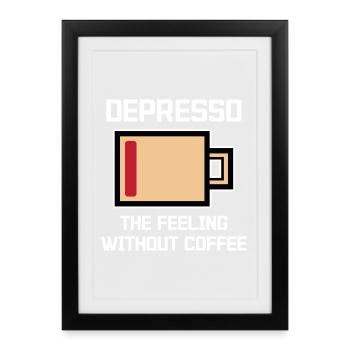 Café humoristique Espresso Déclaration Buveur de café - Affiche encadrée (27 × 37 cm) - noir - Devant