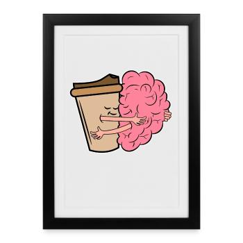 Café Buvez du café Les buveurs de café - Affiche encadrée (27 × 37 cm) - noir - Devant