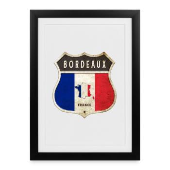 Bordeaux France Armoiries Drapeaux Design - Affiche encadrée (27 × 37 cm) - noir - Devant