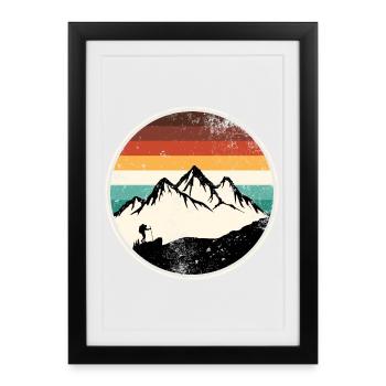 Retro Peak Trail Circle - Framed poster (27 × 37 cm) - black - Front