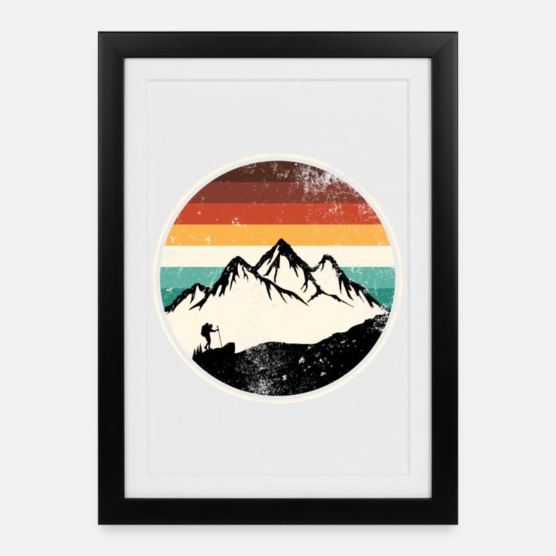 Rond du sentier Retro Peak - Affiche encadrée (27 × 37 cm) - noir
