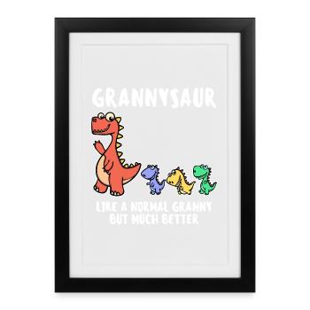 Grand-mère Cool Déclaration Grand-mère Dinosaure - Affiche encadrée (27 × 37 cm) - noir - Devant