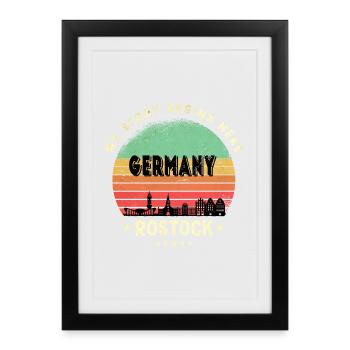 Rostock Allemagne Skyline Design - Affiche encadrée (27 × 37 cm) - noir - Devant