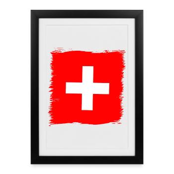 Cadeau du drapeau suisse suisse - Affiche encadrée (27 × 37 cm) - noir - Devant