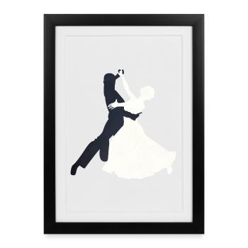 Motif de danse de valse élégant - Affiche encadrée (27 × 37 cm) - noir - Devant