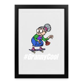 Cool Grand-mère Lunettes Grand-mère Déclaration Vieille Femme - Affiche encadrée (27 × 37 cm) - noir - Devant