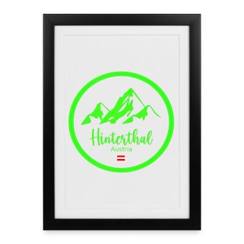Hinterthal Alpen Neon Logo - Gerahmtes Poster (27 × 37 cm) - Schwarz - Vorne