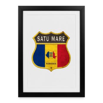 Satu Mare Romania crest design - Framed poster (27 × 37 cm) - black - Front