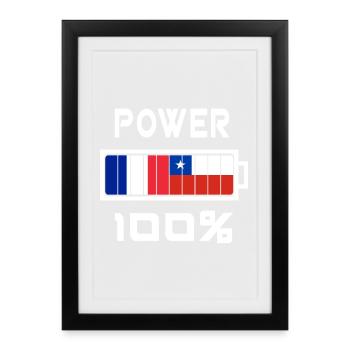 Chile and France Power 100% - Framed poster (27 × 37 cm) - black - Front