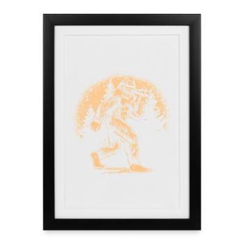 Yéti forestier silhouette orange - Affiche encadrée (27 × 37 cm) - noir - Devant