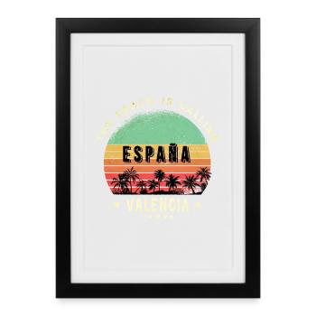 Valencia Spain beach design - Framed poster (27 × 37 cm) - black - Front