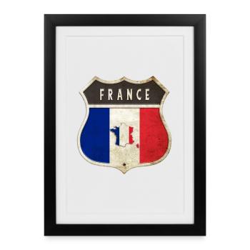 France Armoiries Drapeaux Design - Affiche encadrée (27 × 37 cm) - noir - Devant