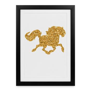 Cheval Amour Chevaux Chevaux Islandais Poulains au galop - Affiche encadrée (27 × 37 cm) - noir - Devant