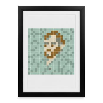 Van Gogh - Autoportrait - PixelArt Self-Portrait - Affiche encadrée (27 × 37 cm) - noir - Devant