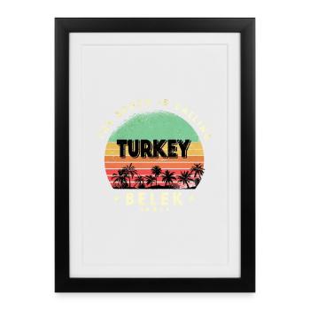 Design de plage de dinde Belek - Affiche encadrée (27 × 37 cm) - noir - Devant