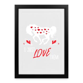 Horses Statement Heart Icelandic Horses Horse Love - Framed poster (27 × 37 cm) - black - Front