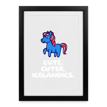 Icelandic Horses Pony Horse Fan Iceland Ponies Statement - Framed poster (27 × 37 cm) - black - Front