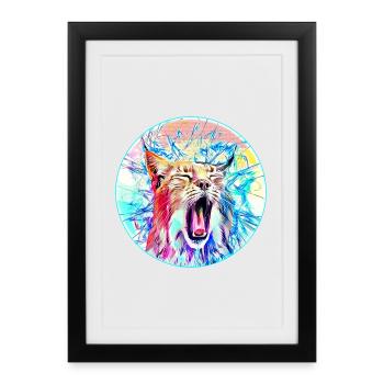 Chat lynx en liberté un chat sauvage - Affiche encadrée (27 × 37 cm) - noir - Devant
