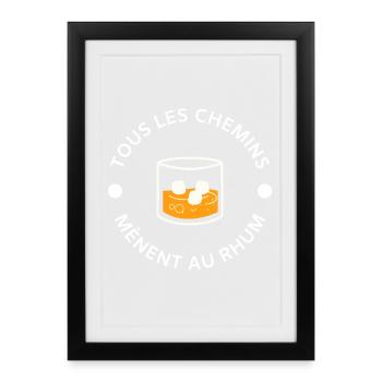 Tous les chemins mènent au rhum - Affiche encadrée (27 × 37 cm) - noir - Devant